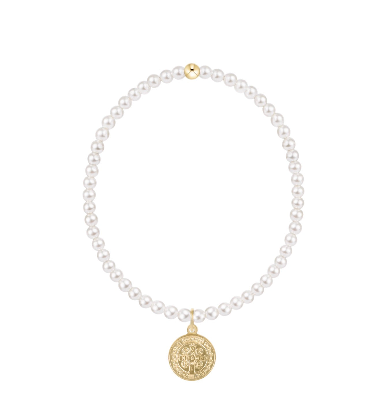 Enewton "Classic Pearl" 3mm Bead Bracelet-Blessing Gold Disc