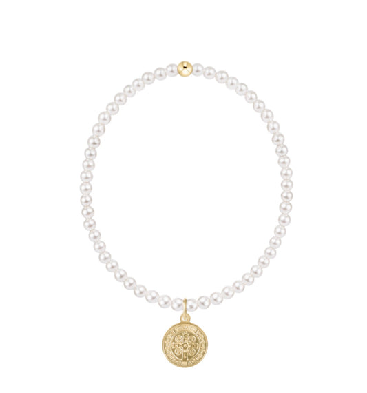 Enewton "Classic Pearl" 3mm Bead Bracelet-Blessing Gold Disc