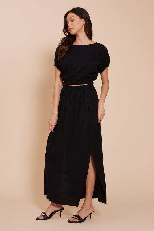 Lucy Paris "Sen" Linen Skirt-Black