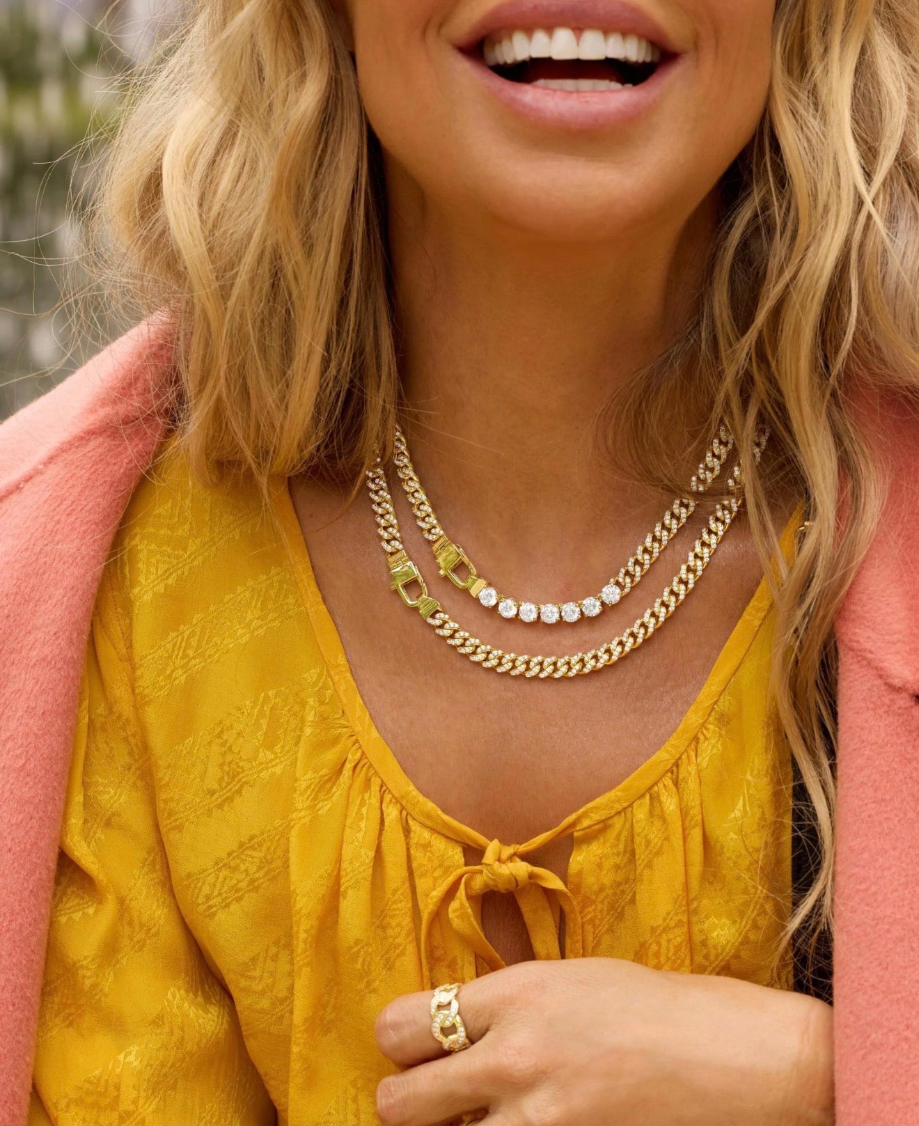 Melinda Maria “Pavé Julian” Cuban Chain Necklace-Gold/White CZ