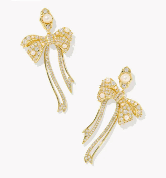 Kendra Scott Krista Bow Statement Earring - Gold White Mix