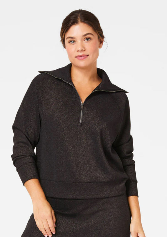 Spanx AirEssentials Half Zip-Very Black Gunmetal