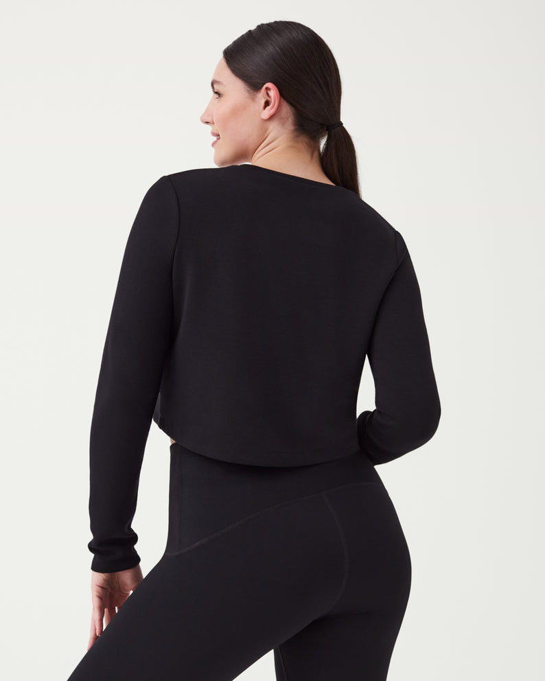 Spanx AirEssentials Cropped Long Sleeve Top-Very Black