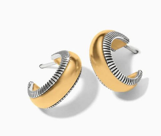 Brighton Interlok Noir Small Hoop Earrings- Gold/Silver