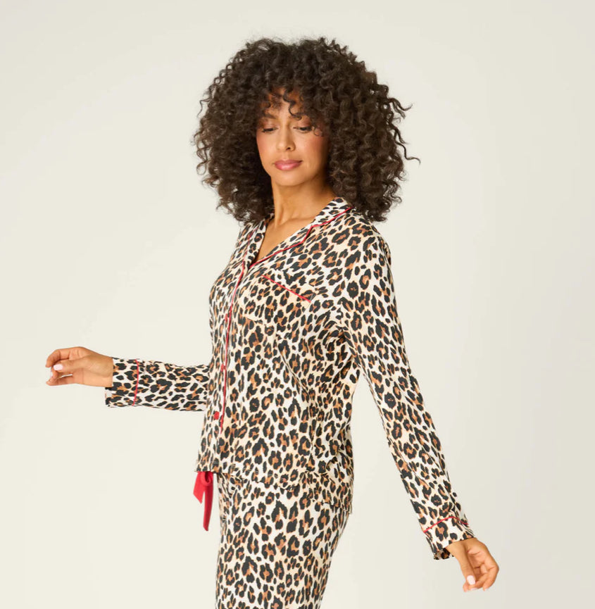 PJ Salvage "Holiday Dreams" Leopard Print L/S Top