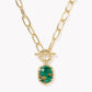 Kendra Scott Daphne Link & Chain Necklace-Gold Bronze Veined Malachite