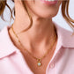 LeMel “Blaire” Bezel Round CZ Charm Necklace 18” (on Paperclip chain)