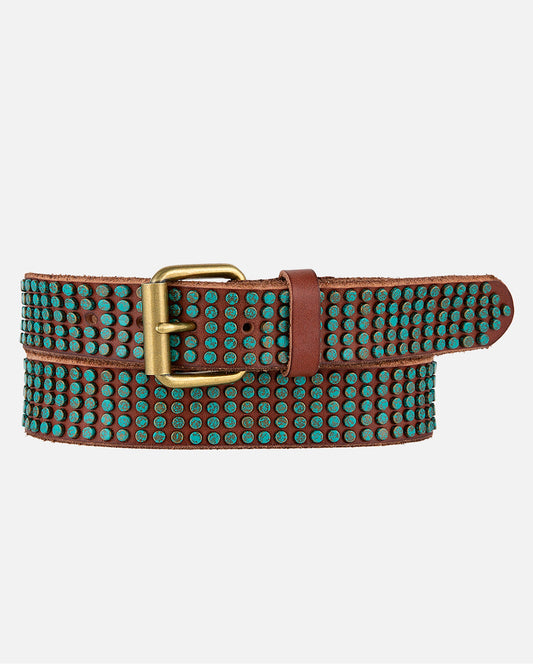 Amsterdam Heritage  “Eden” | Studded Bohemian Leather Belt- Cognac