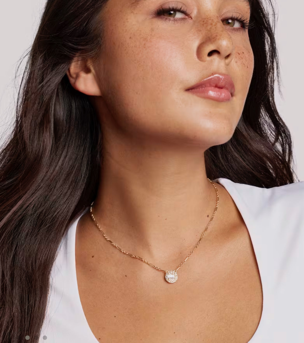 Kendra Scott Bella Short Pendant Necklace-Gold White CZ