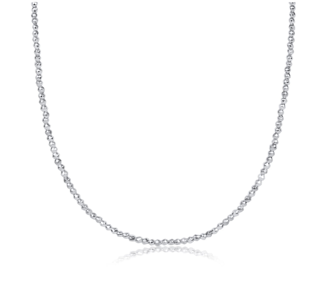 Enewton 15" Choker Bright Silver Faceted Hematite 2mm Bead