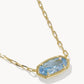 Kendra Scott Elisa Luxe Short Pendant Necklace-Gold Light Blue CZ
