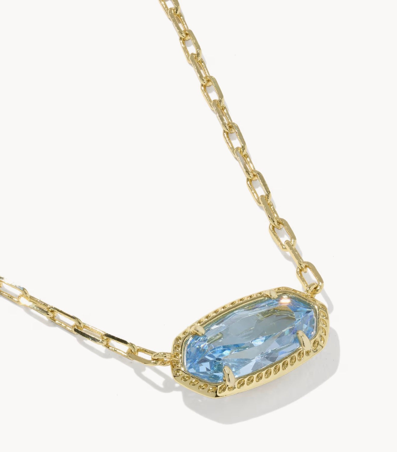 Kendra Scott Elisa Luxe Short Pendant Necklace-Gold Light Blue CZ