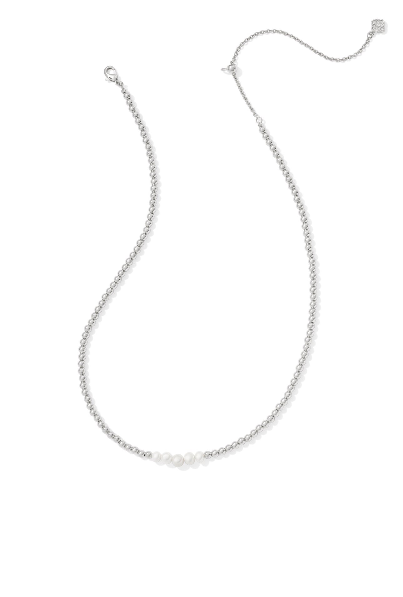 Kendra Scott Eve Beaded Strand Necklace-Silver White Pearl