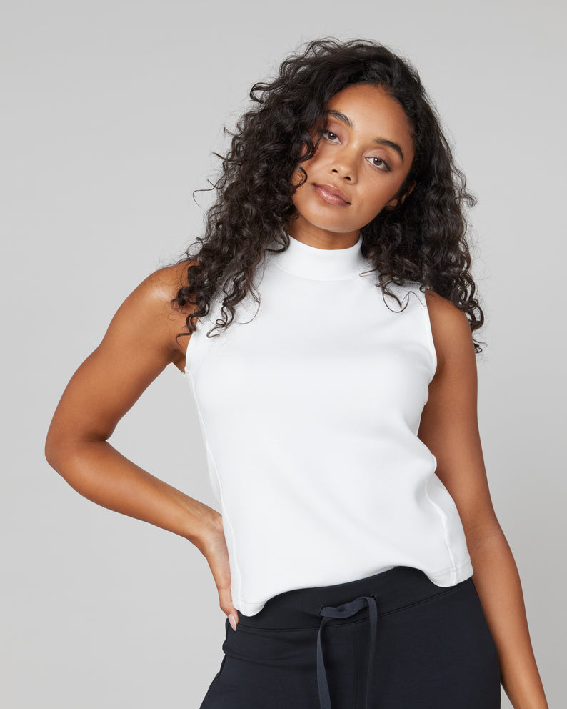 Spanx AirEssentials Mock Neck Top-Powder