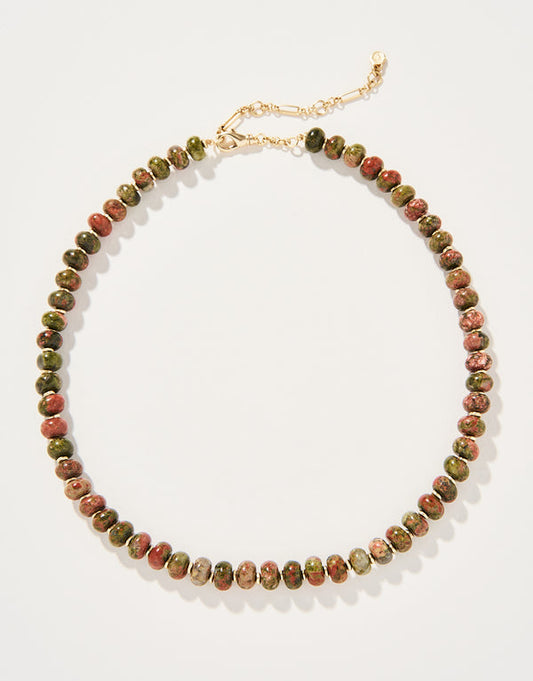 Spartina 449 Oval Stone Beaded Necklace 17"-Unakite