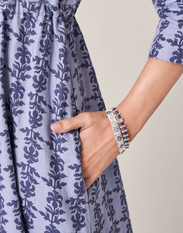 Spartina 449 Tila Stretch Bracelet-Grey/Blue Silver