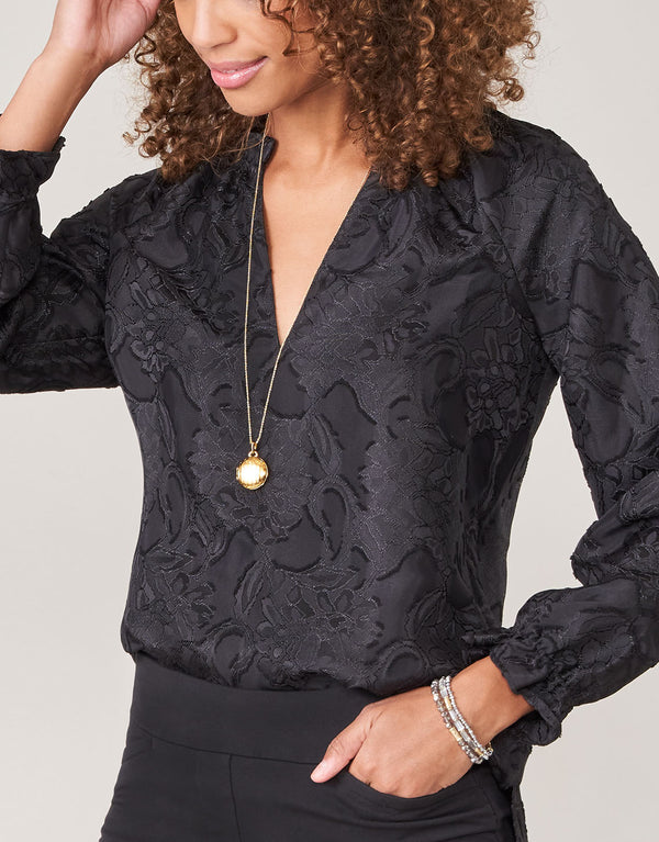 Spartina 449 "Josette" Jacquard Blouse-Black