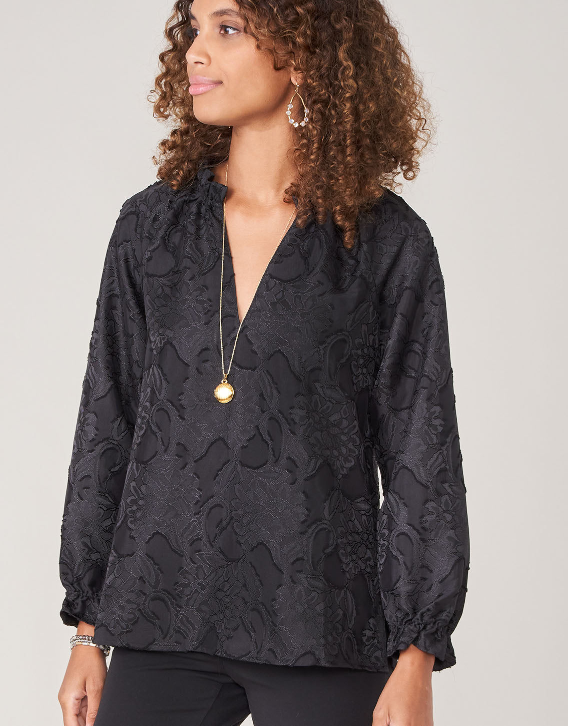 Spartina 449 "Josette" Jacquard Blouse-Black