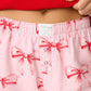 PJ Salvage "Ribbons & Bows" Flannel PJ Shorts -Candy Pink