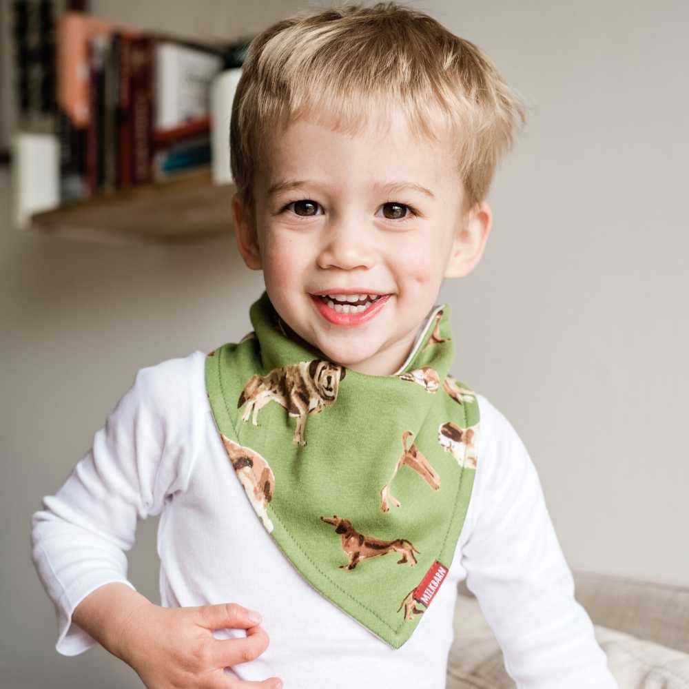 Milkbarn Kids Organic Kerchief Bib-Grey Pinstripe