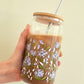 1 Canoe 2 "Hydrangeas" Glass Can with Straw