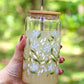 1 Canoe 2 "Hydrangeas" Glass Can with Straw