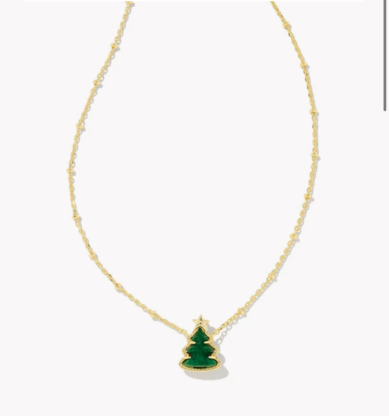 Kendra Scott Holiday Tree Pendant Necklace - Gold Green Quartzite