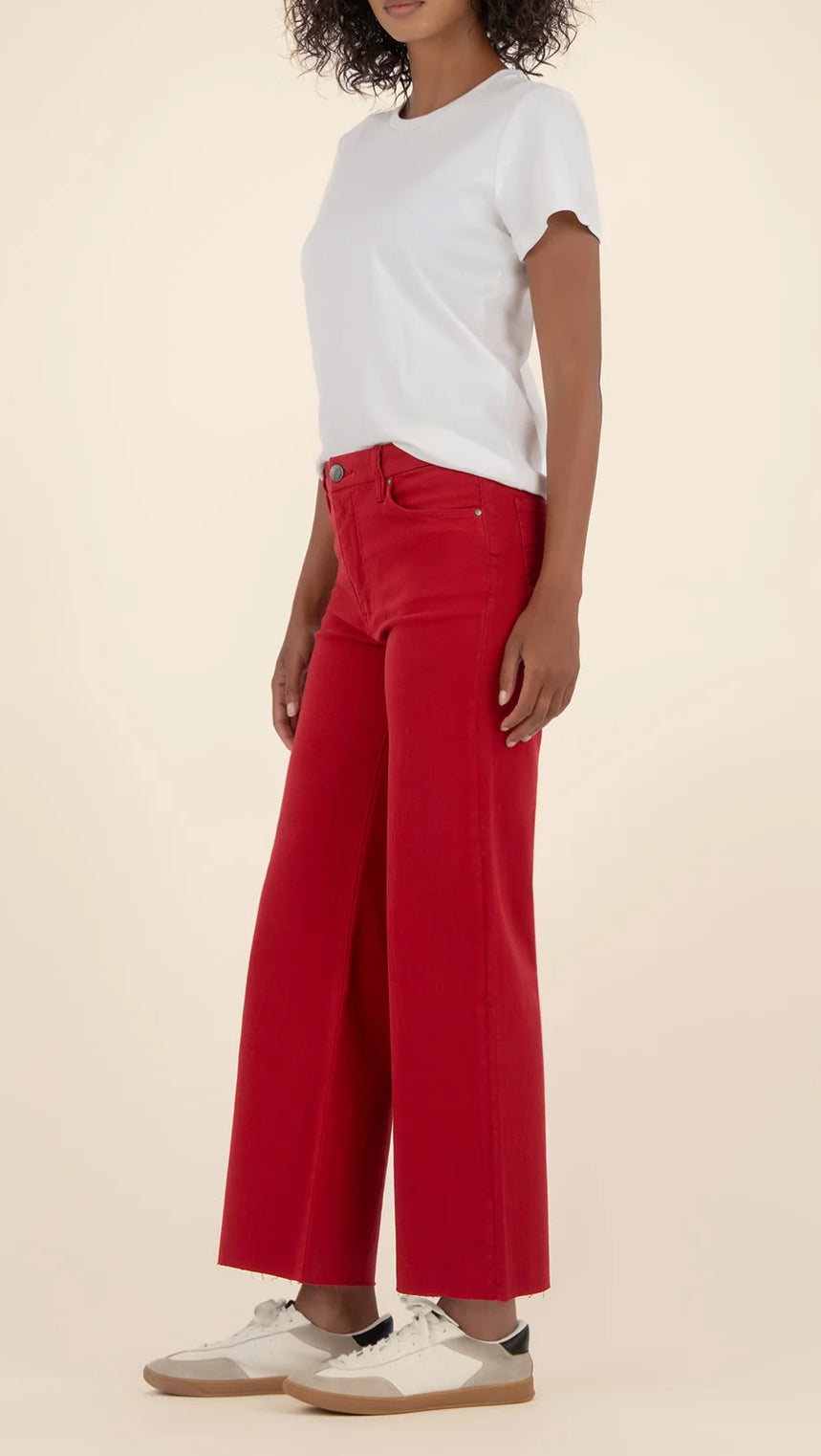 Kut from the Kloth "Meg" High Rise Wide Leg- Ruby Red