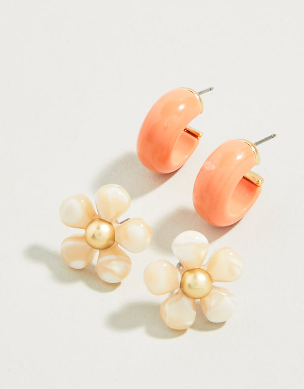 Spartina 449 Sweet Song Earrings Set-Cream/Coral