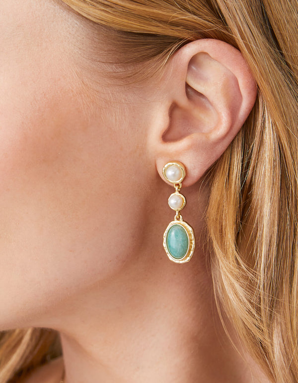 Spartina 449 Summer Earrings-Pearl/Amazonite