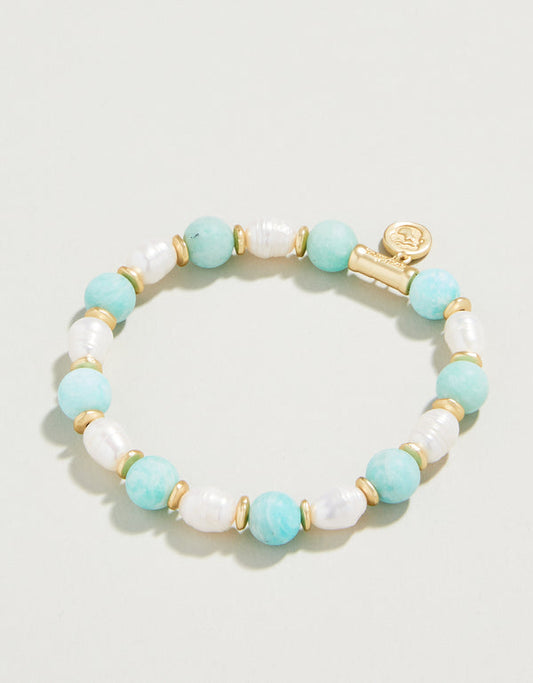 Spartina 449 Stretch Bracelet 8mm-Amazonite/Pearl