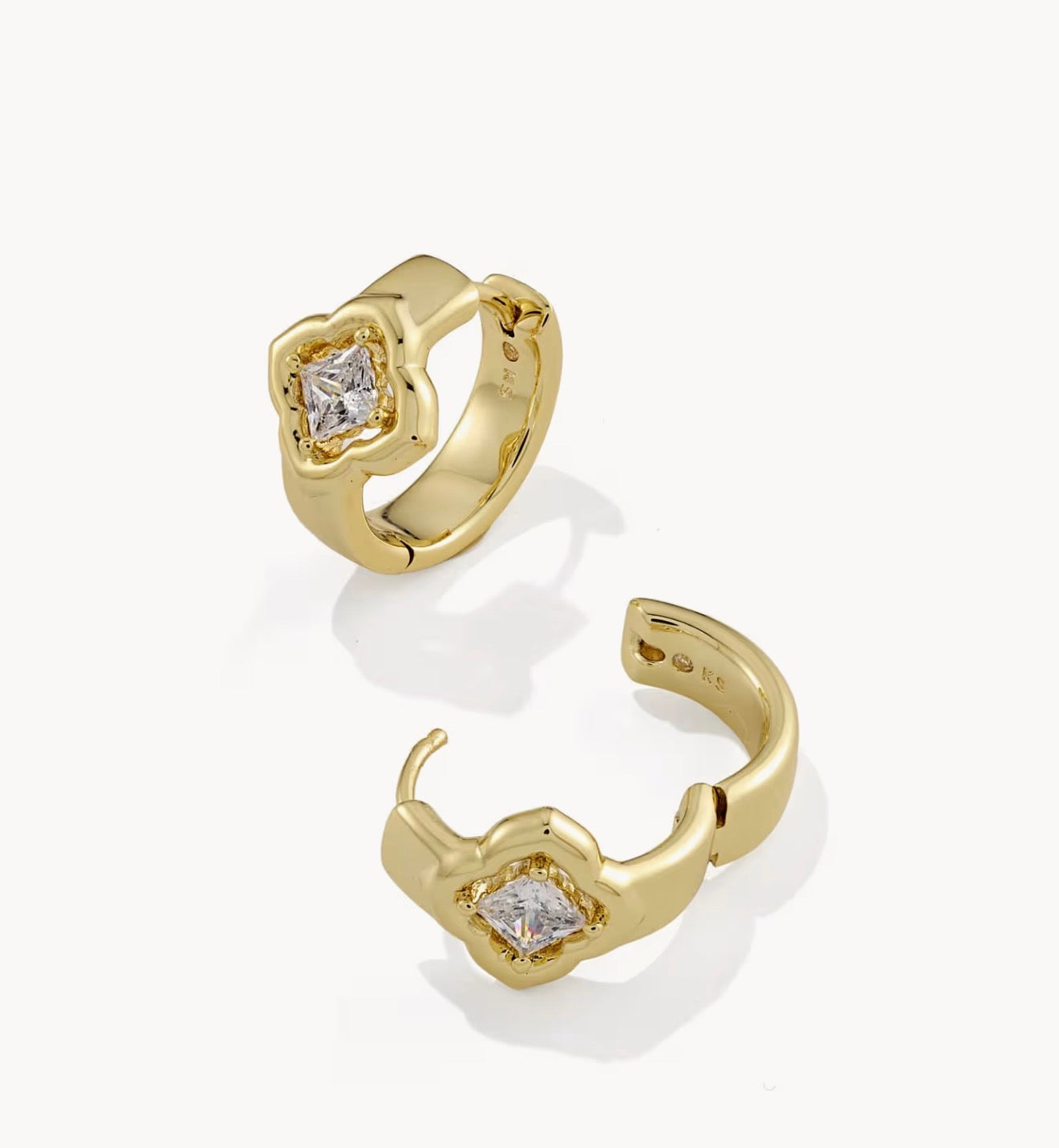 Kendra Scott Mallory Crystal Huggie Earring - Gold White CZ
