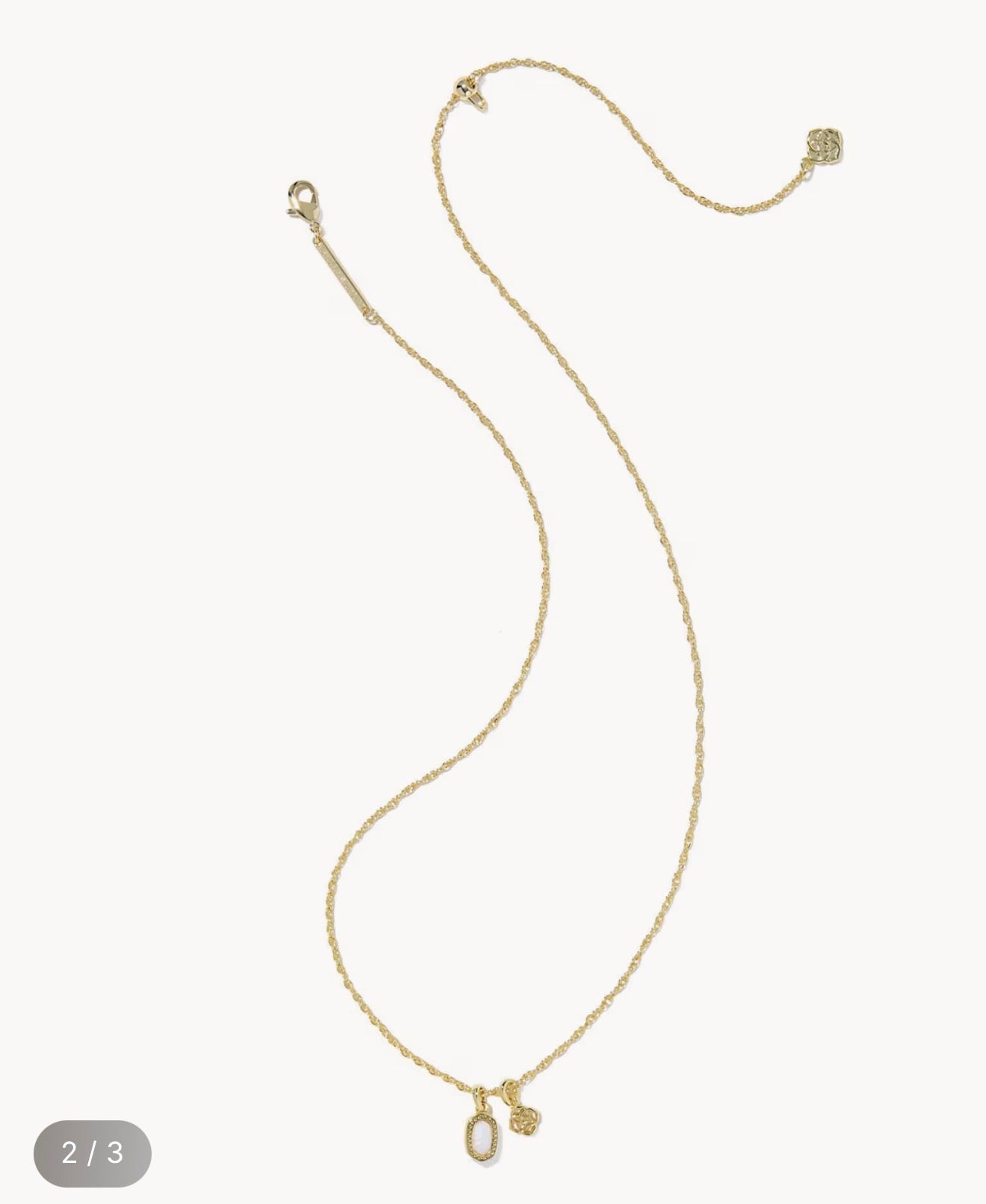 Kendra Scott Mini Elisa Dira Necklace-Gold/Bright White Opal