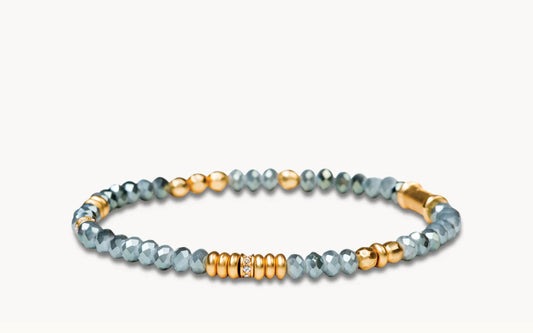 Spartina 449 Stretch Bracelet 4mm-Grey Blue