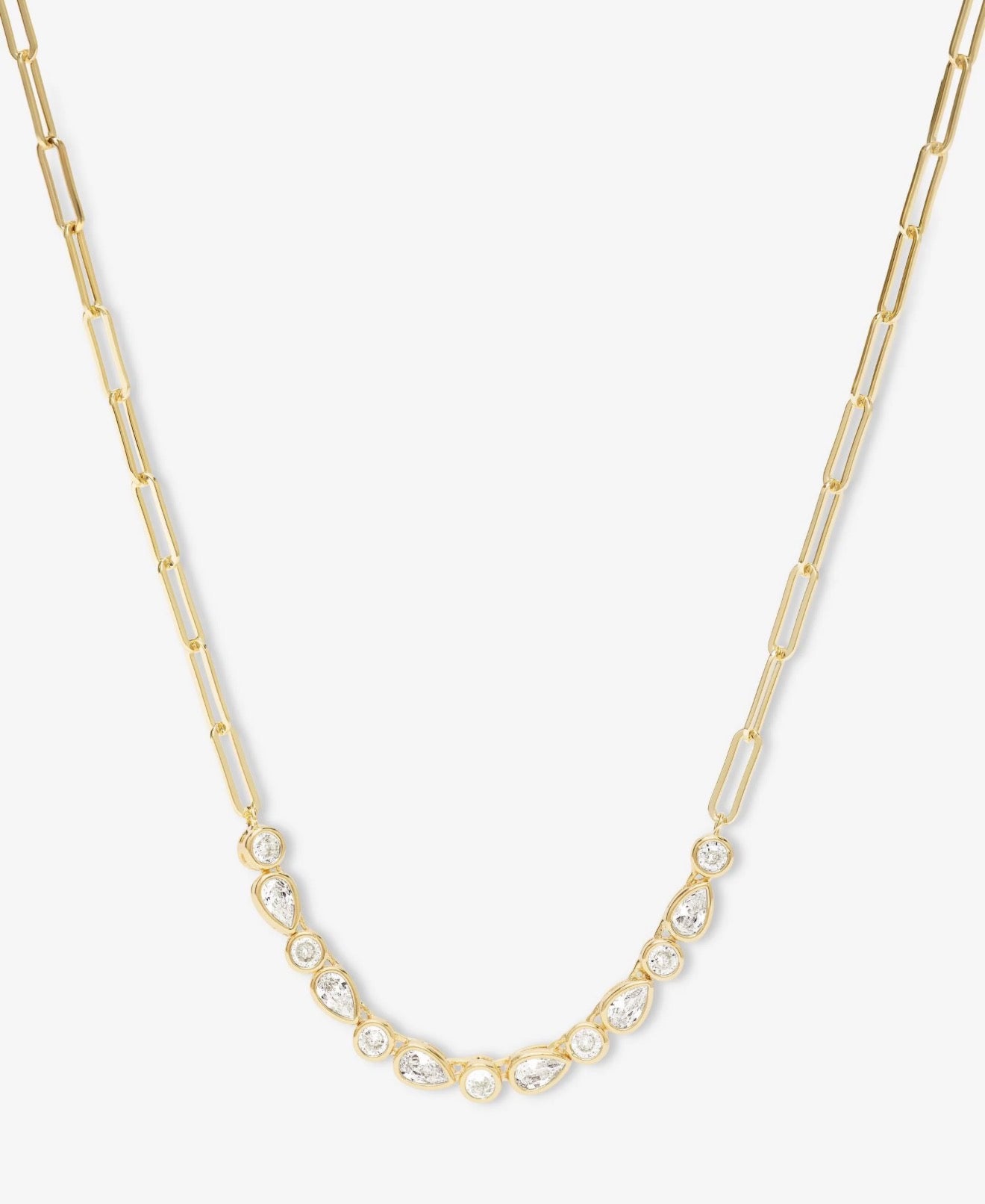 Melinda Maria “Isla Samantha” Tennis Necklace Gold/White CZ