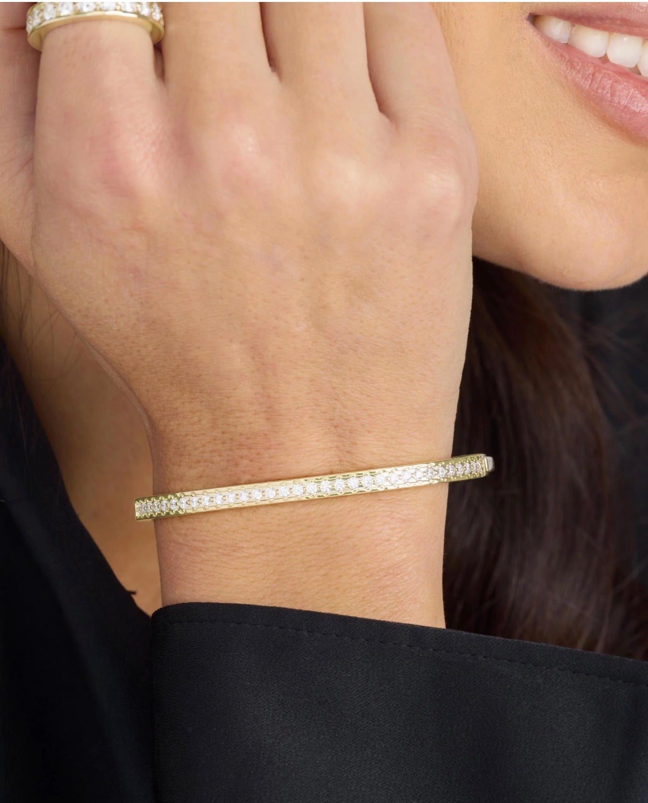 Melinda Maria “Ashley” Pavé Cuff-Gold/White