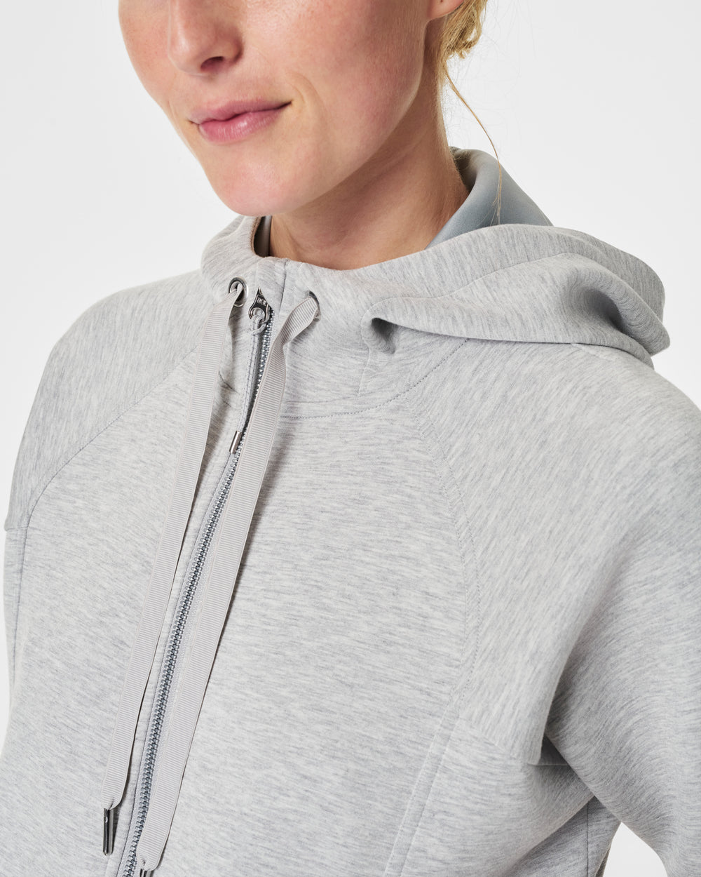 Spanx AirEssentials Full Zip Hoodie- Light Heather Grey