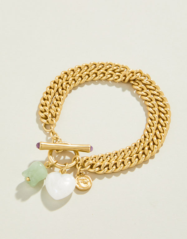 Spartina 449 Moonstone Heart Toggle Bracelet-Gold