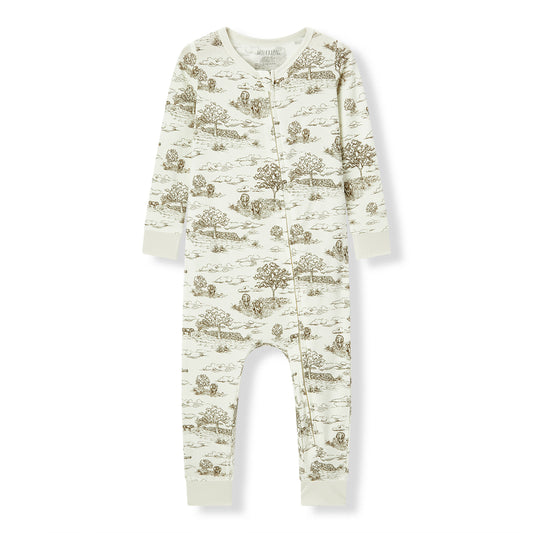 Milkbarn Kids “Country Toile” Luxe Stretch Zipper Pajama