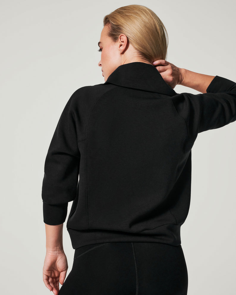 Spanx AirEssentials Half Zip-Very Black