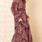 Hale Bob "Marisol" L/S Maxi Dress-Wine