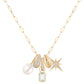 LeMel “Lucy” Triple Charm Necklace-Gold