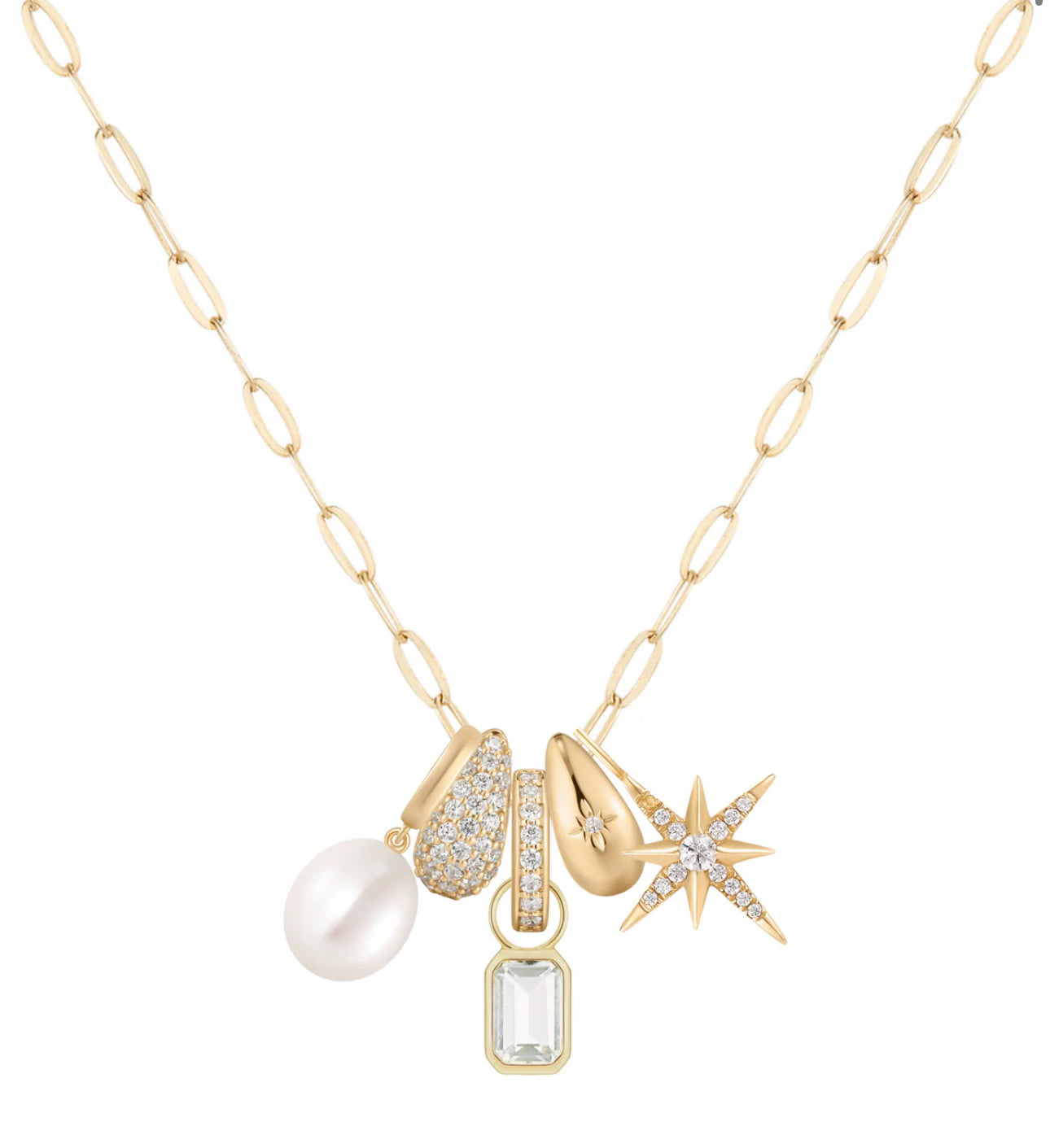 LeMel “Lucy” Triple Charm Necklace-Gold