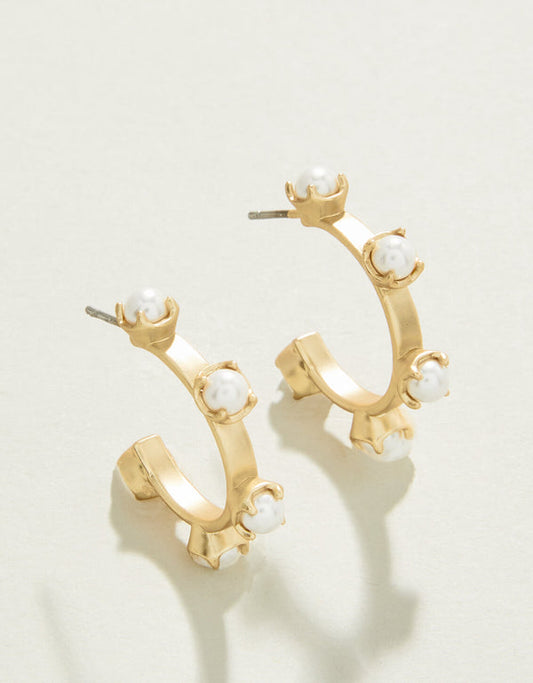 Spartina 449 Stand Out Midi Hoops-Pearl
