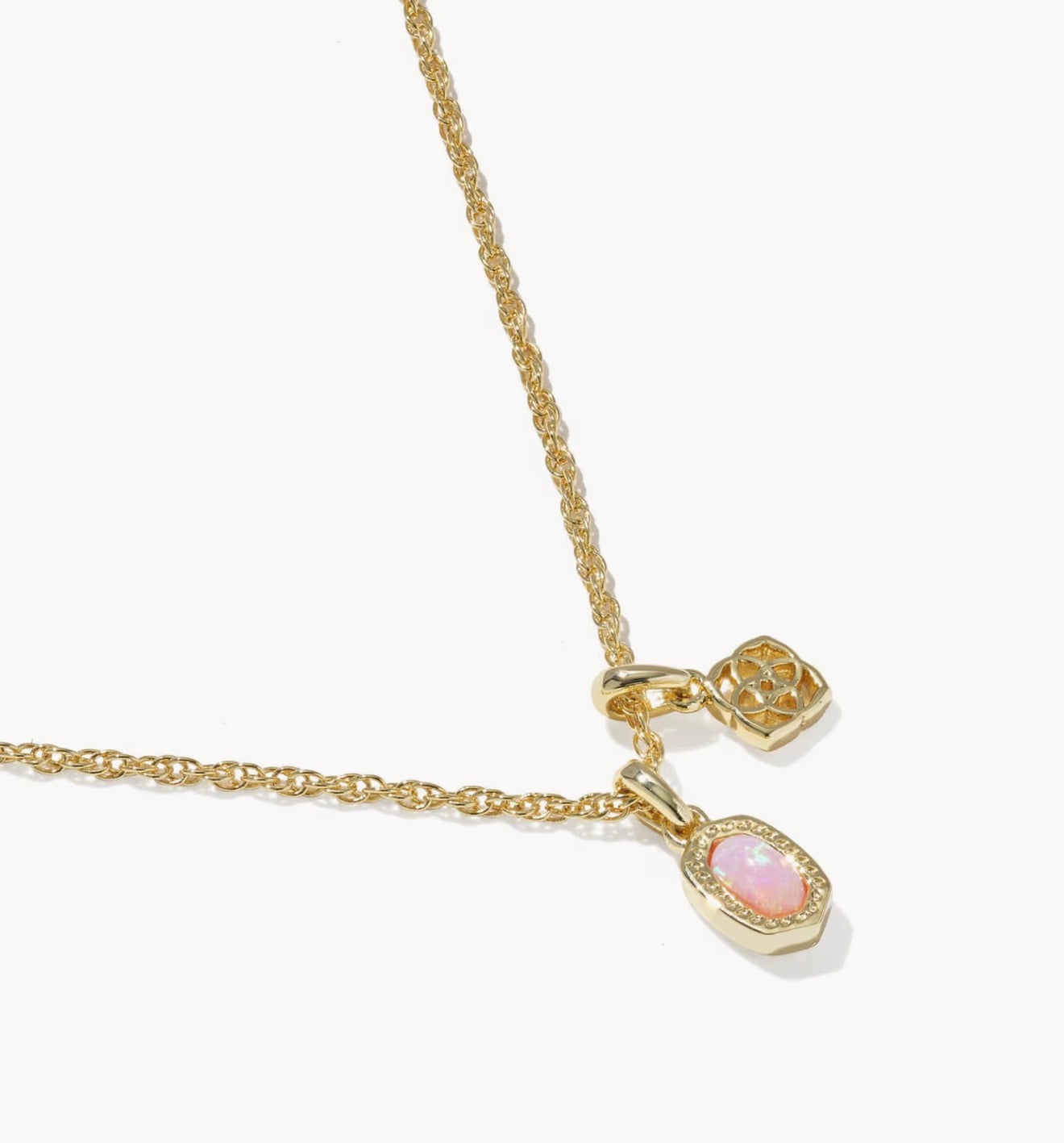 Kendra Scott Mini Elisa Dira Necklace-Gold/Light Pink Lab Opal