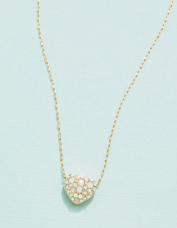 Spartina 449 SP Sparkling Heart Necklace 17"-White Opal