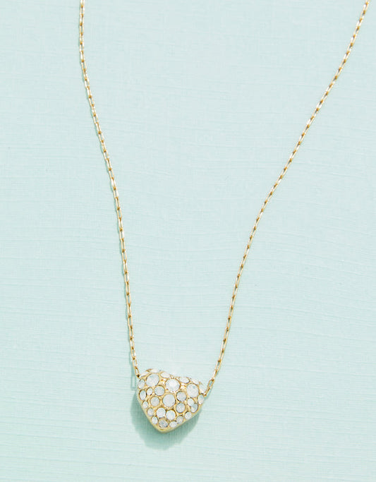 Spartina 449 SP Sparkling Heart Necklace 17"-White Opal