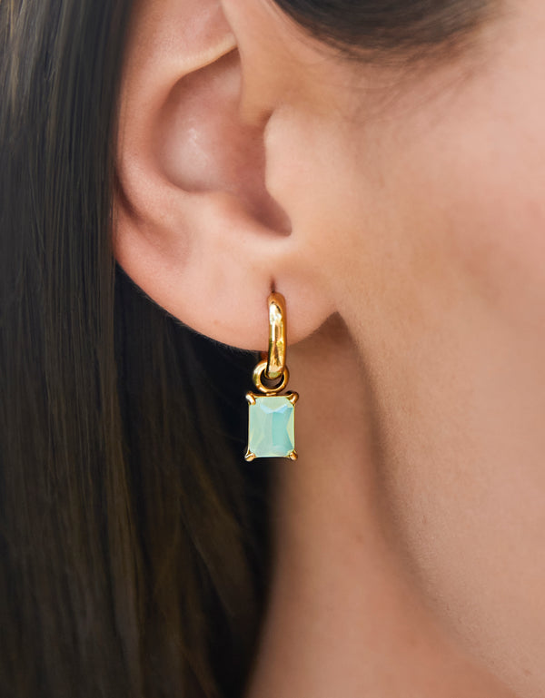 Spartina 449 SP Emerald Drop Convertible Hoop Earrings-Sea Foam