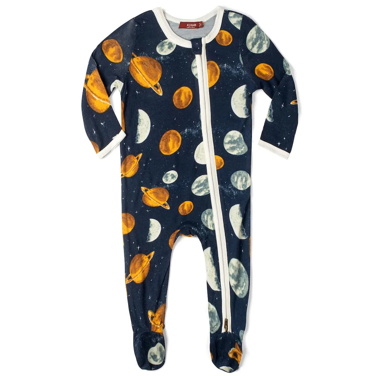 Milkbarn Kids “Planets” Zippered Footed Romper