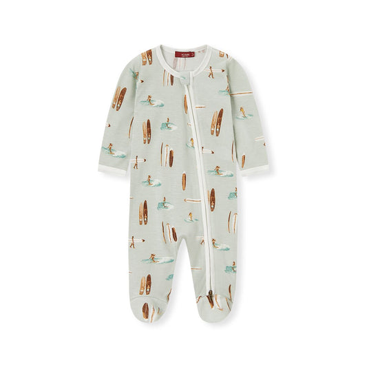 Milkbarn Kids "Vintage Surf" Bamboo Zipper Footed Romper